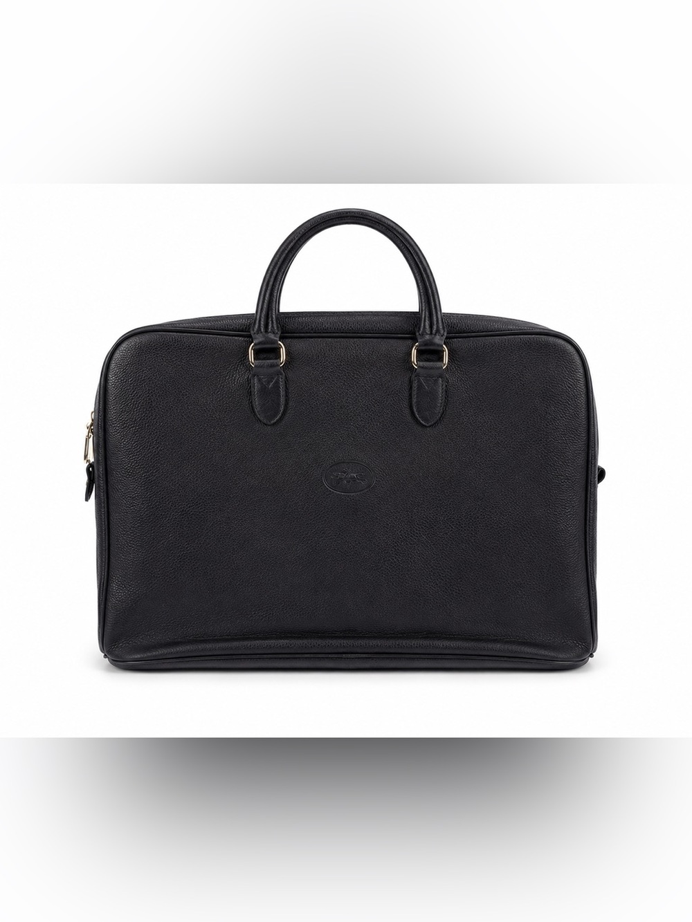 Rare Vintage Longchamp Midnight Navy Leather Briefcase with Double Top Handles
